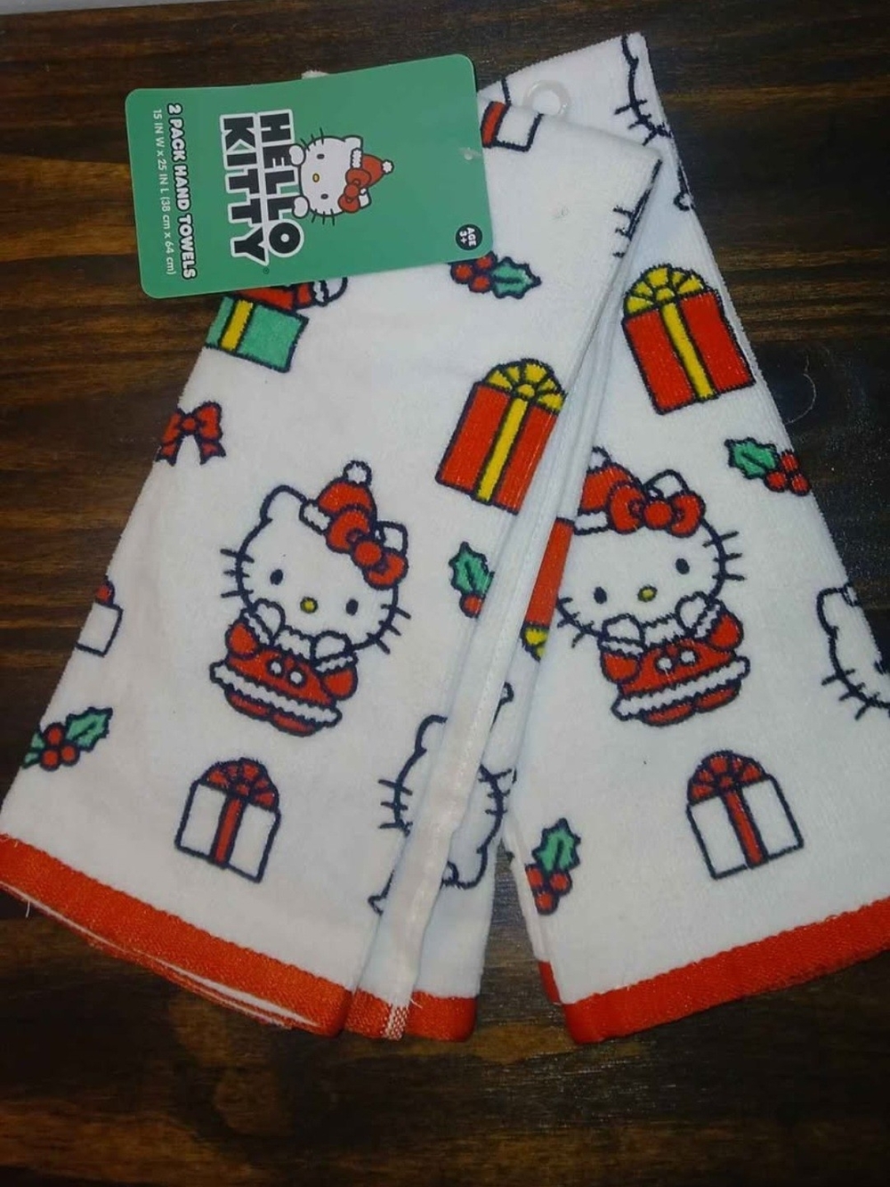 Hello Kitty White and Red Holiday Kitchen Towels